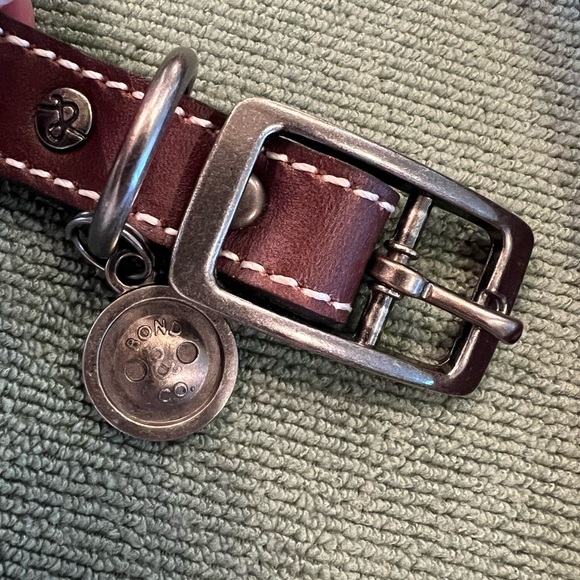 Turquoise Studded Brown Southwestern Leather Dog Collar 21” - Picture 3 of 5